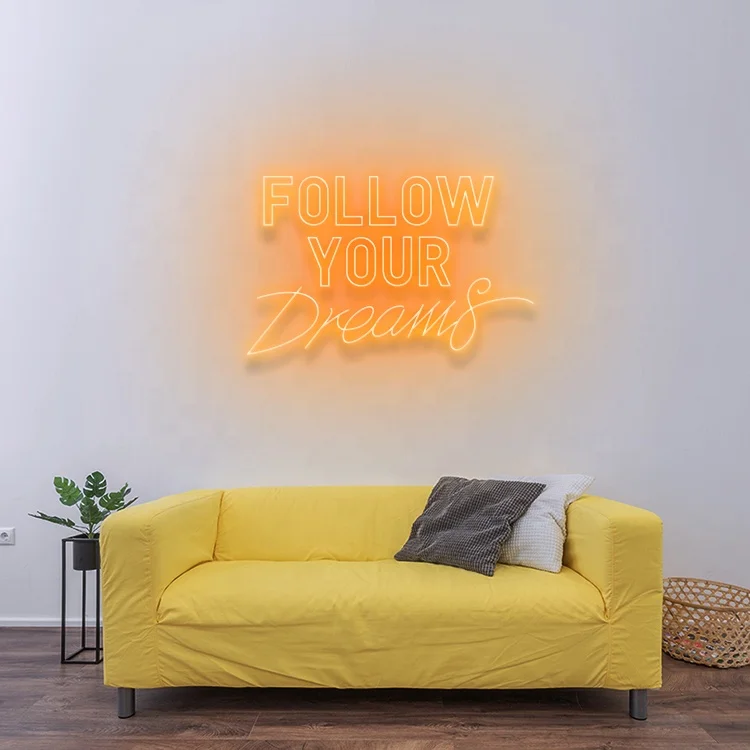 

Koncept Free Drop Shipping 70cm New Arrival 12V Flexible Custom LED Electronic Sign Letter follow your dreams LED Neon Sign