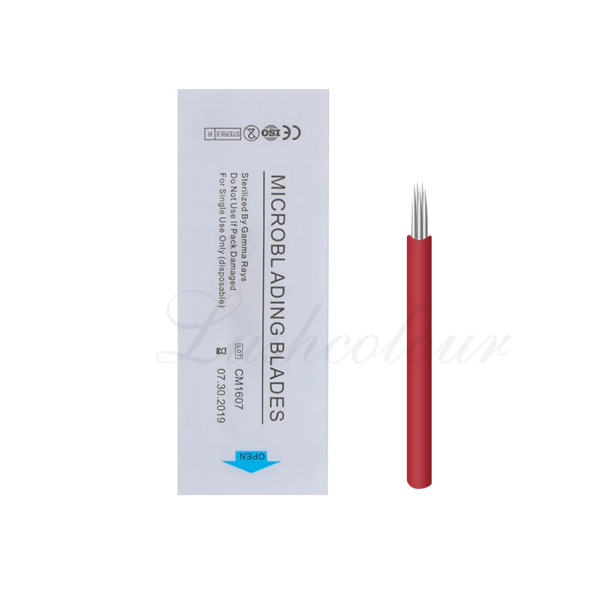 

Lushcolor Disposable Micro Needle #5 Round Disposable Shading Needles for Eyebrows Tattoo, Red