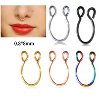 

Wholesales Stainless Steel Fake Nose Ring 20G Faux Piercing Jewelry 8mm Fake Nose Ring Hoop for Faux Lip Septum Nose Ring Set