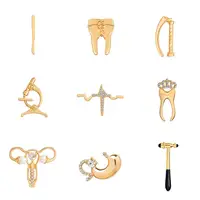 

Crystal Brooches Collection Medical Microscope Stomach ECG Tooth Gold Pins Silver pins For Nurse