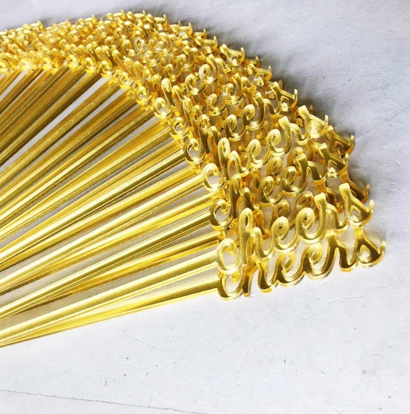   cheers drink stirrer gold acrylic glass drink stirrer