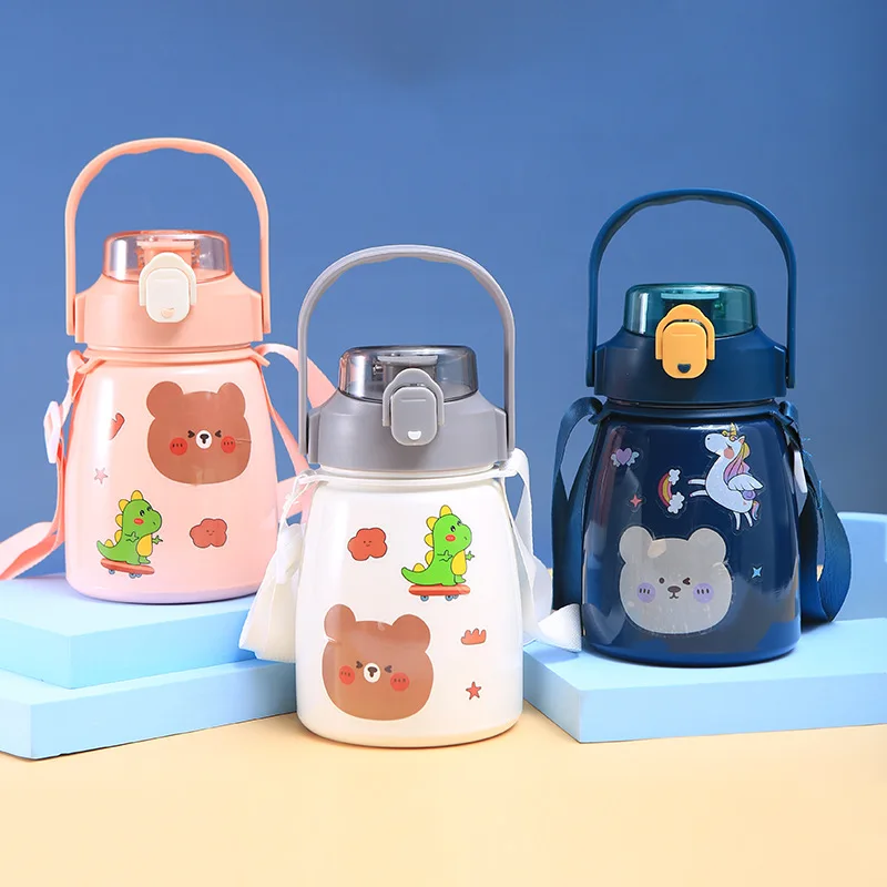 

Personalised 1000ml Kids Cup Stainless Steel Water Bottles Bpa Free Drinking Bottle with Cartoon Sticker and Custom Logo, Customized color