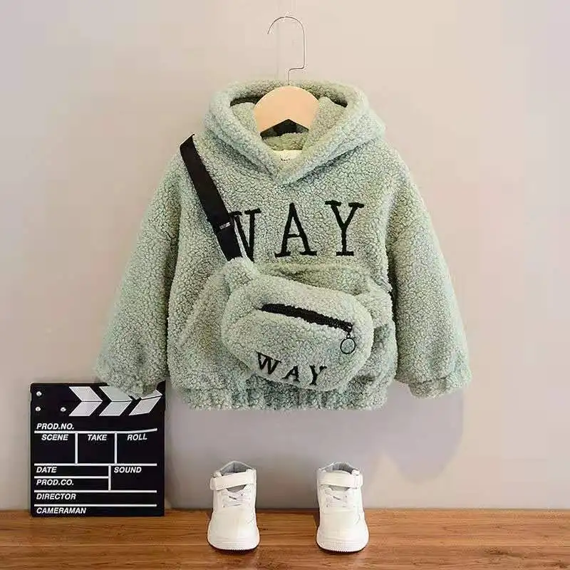 

Children's Clothing Sweaters Plus Velvet Thickening Children's Autumn and Winter New Jacket Boys and Girls Jackets Velvet Sweat