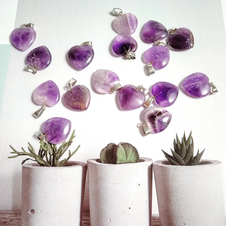 

Valentine gifts amethyst heart shape jewelry pendant picture, Natural color pendant