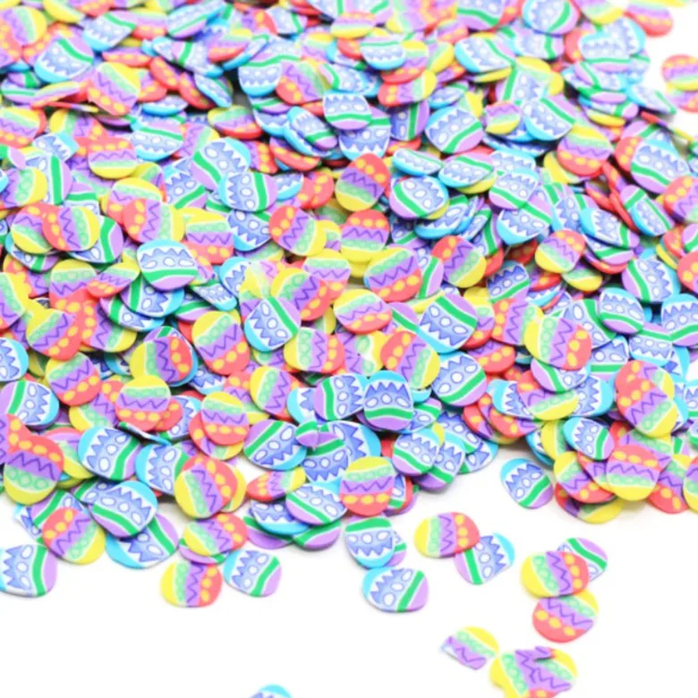 
Easter egg polymer clay slices sprinkled with DIY nail slime supplies charm, sprinkled with DIY slime supply accessories 