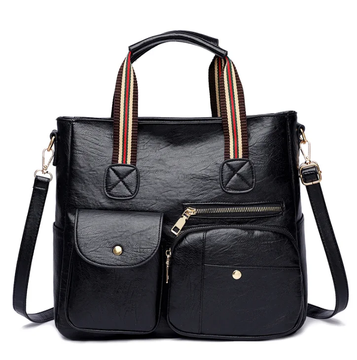 

Leather Messenger Bag for Men Large School Work Bag, Brown, black, red