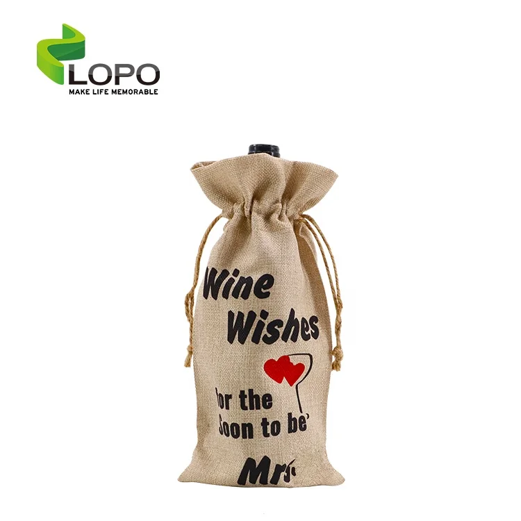 

Lopo Sublimation Textile Custom Burlap Wine Bags with Drawstring for Wholesale Price