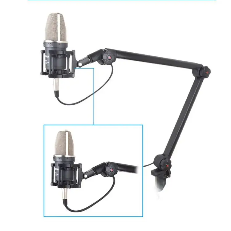 

Alctron MA614 Live broadcasting studio recording mic desktop holder Adjustable suspension boom scissor microphone arm stand, Black