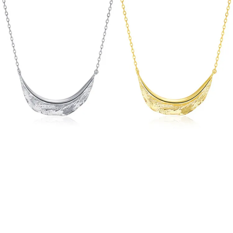 

Ins Style Irregular 925 Sterling Silver Leaf Pendant Necklace, Gold/ silver