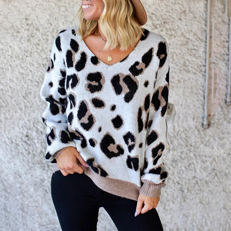 

Leopard Print Long-sleeved Sweater, Picture