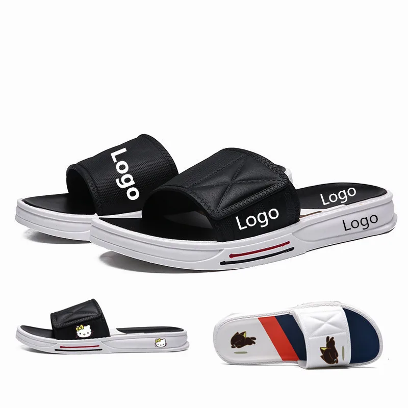

Design Custom Logo Indoor Outdoor Slippers for Women PVC Blank Slipper Slide, White/black