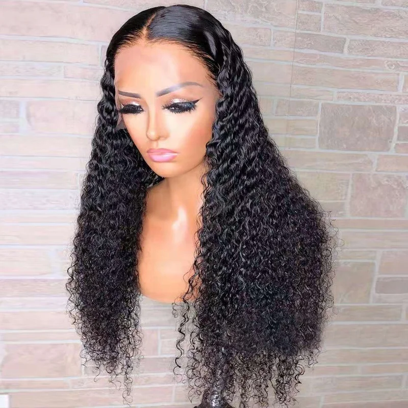 

Wholesale Price Bleached Knots Kinky Curly Raw Indian Pre Plucked Cuticle Aligned Human Hair Lace Front Wigs