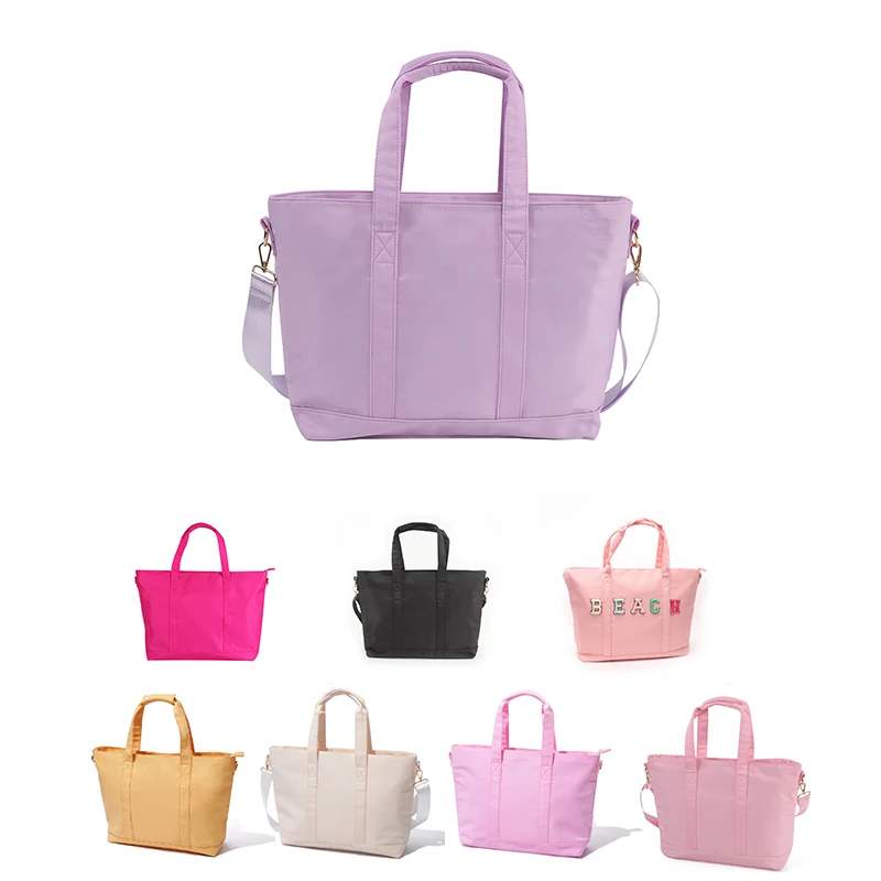 Women Men Large Medium Size Tote Bag Daily Work Zipper Closure Waterproof Nylon Shoulder Tote Lady Shopping Bag Women's Tote Bag