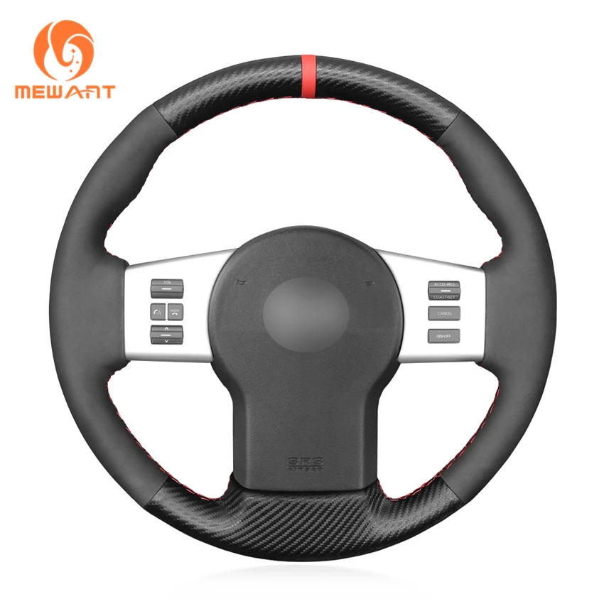 

MEWANT New Fashion For Nissan Frontier Pathfinder R51 Xterra Navara D40 Shrink Non-slip Carbon Steering Wheel Cover Faux Leather