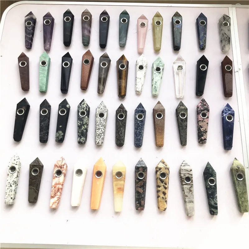 

Drop Shipping wholesale aura quartz Crystal Smoking Pipe + strainer quartz stone healing wand, As picture show