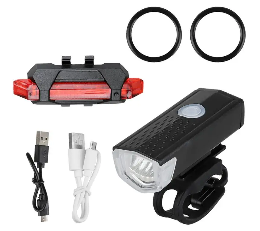 

Bike Bicycle Light USB LED Rechargeable Lamp Set Waterproof Mountain Cycle Front Back Torch