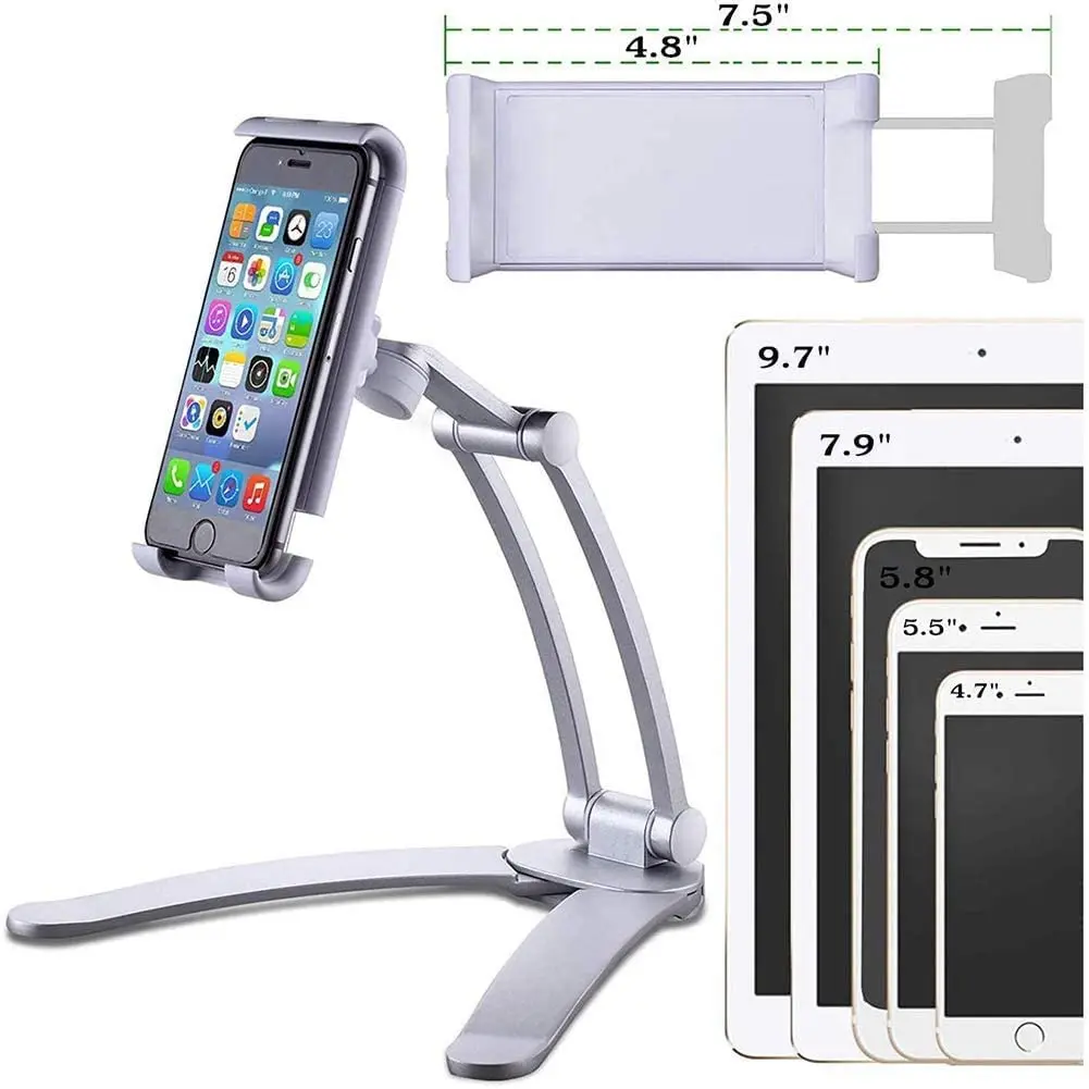 2in1 Kitchen Wall Countertop Desktop Tablet Mount Holder Stand For