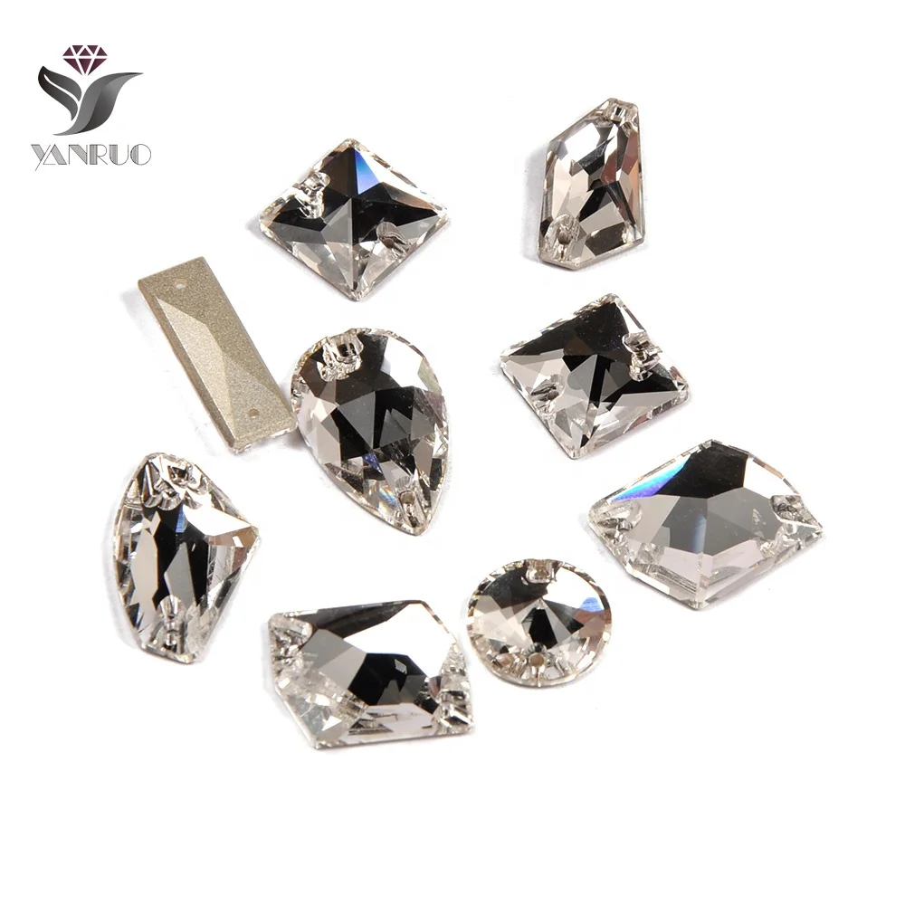 

YANRUO Superior Quality Clear Crystal Various Shape Flat Back Sew On Crystal Rhinestones Decorations For Wedding Dress