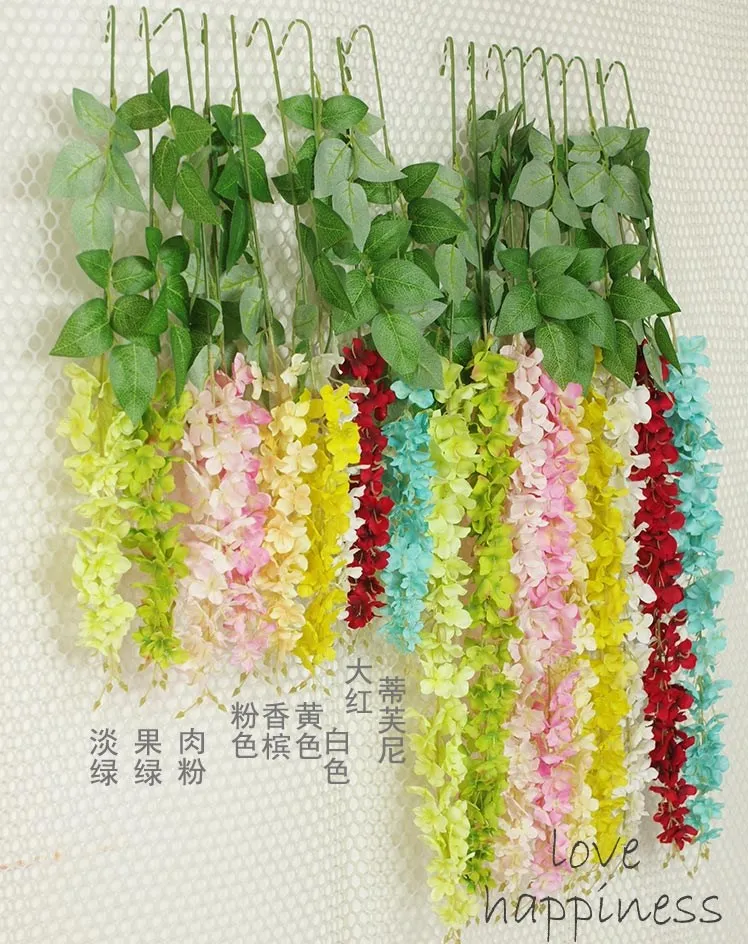 

SPR 95cm wall hanging Wisteria flower artificial silk bouquet wholesale wedding backdrop decorative flowers