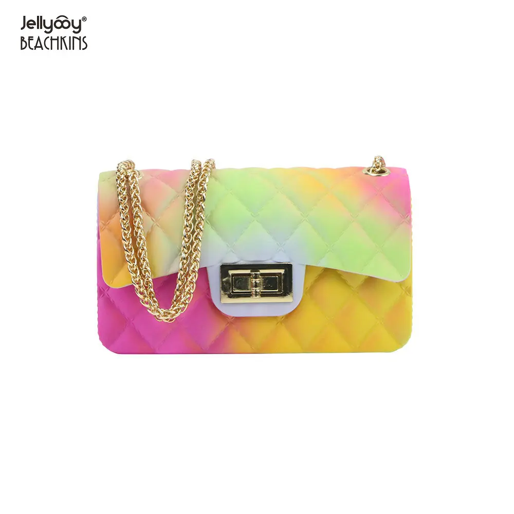 

Jellyooy BEACHKINS PVC Mini Jelly Bag Matte Colorful INS Chic Girl Purse Hand bag Fashion Jelly Chain Bags, 5 colorful colors.