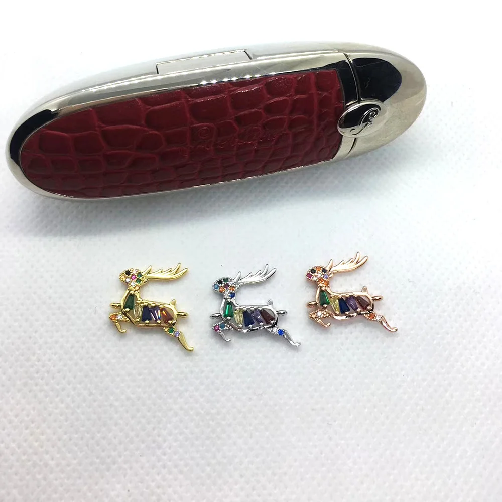 

Hot Sale Animal Jewelry Sparkling Rainbow Running Deer Micro Pave CZ Bracelet Connector