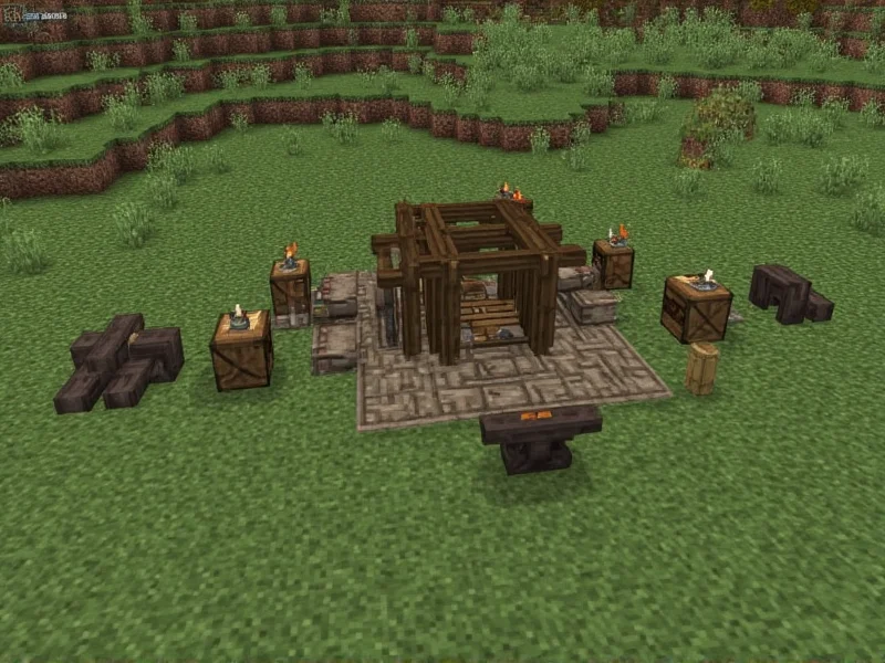 Minecraft blacksmith village showing anvil locations