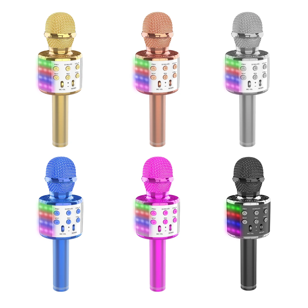 

Karaoke Microphone For Kids Fun Toys For Girls and Boys Portable Wireless 4 in 1 Wireless Karaoke Mic With Led Lights, Black,red,white,silver,golden,costom