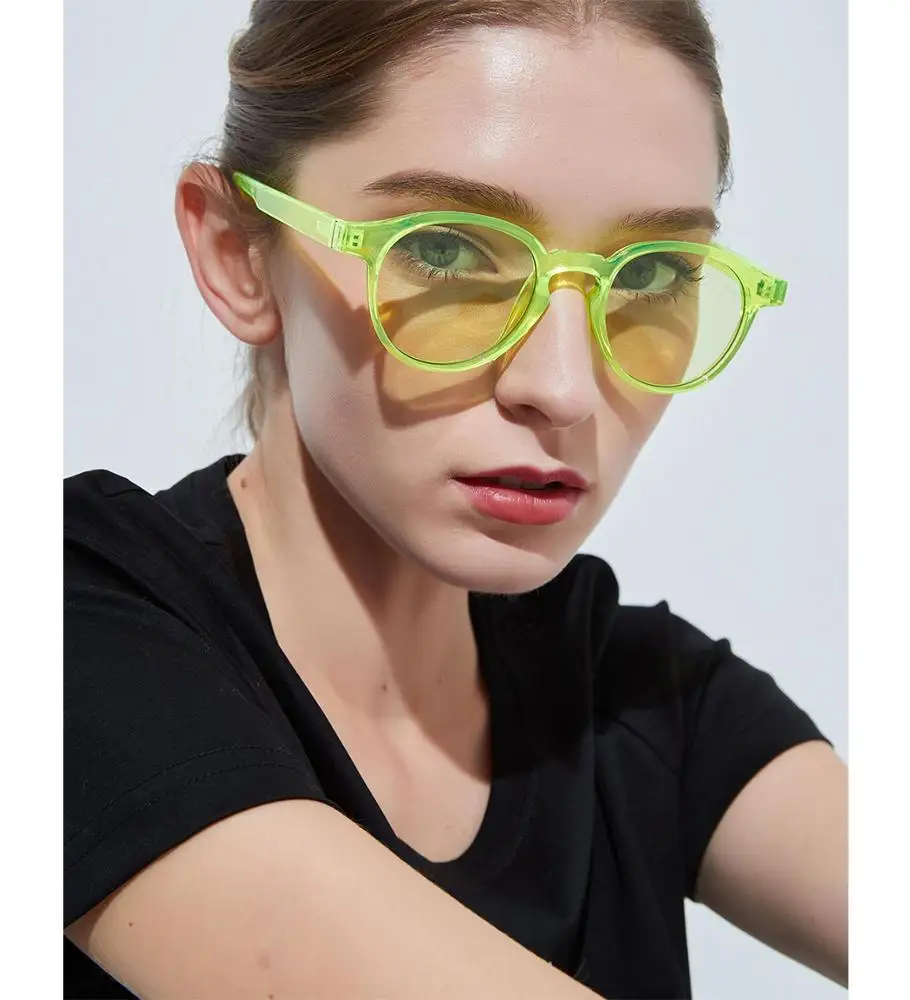 

2019 Fashion Neon Color Sunglasses Women Men Retro Trendy Round Sunglasses Personality UV400 Cateye Glasses Unisex Eyewear, Picture