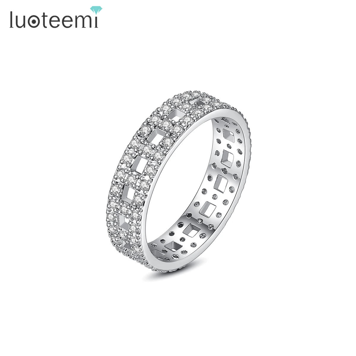 

LUOTEEMI Statement European Ring Micro Trendy Woman Fashion Jewellery Copper Accessory Jewelry