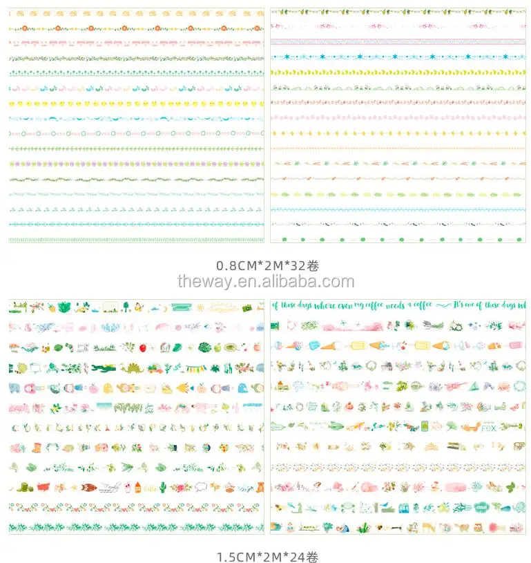 120 Rolls Washi Tape Vs Masking Tape Cinta Washi Tape With 5 Sizes 5/8
