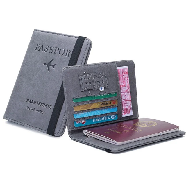 

New Women Men RFID Vintage Business Passport Covers Holder Multi-Function ID Bank Card PU Leather Wallet Case Travel Accessories