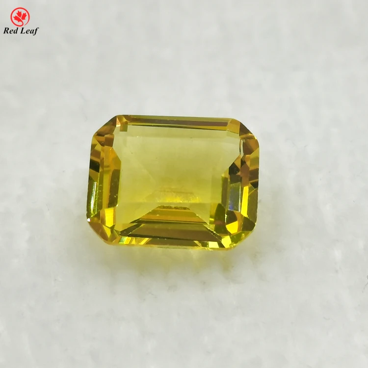 

Redleaf Jewelry synthetic Crystal Gems Loose Gemstone Rectangle Golden Yellow Glass gems