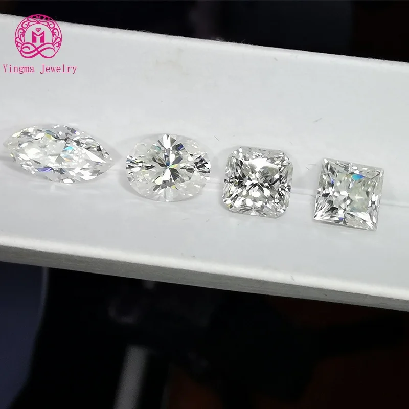 

Yingma GH Color White Gemstone Loose Moissanite Stone Fancy Square Princess Cut Loose Moissanite Diamond