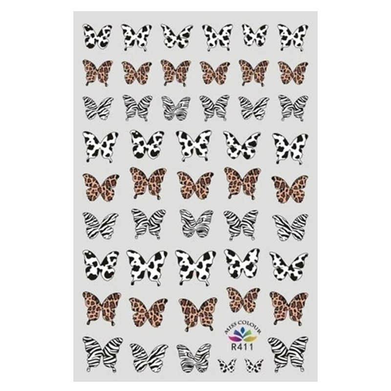

SHIZHIXIU New Arrival Leopard butterfly quail eggshell 3D Nail Decals Adhesive Sticker Winters nail sticker, Colorful