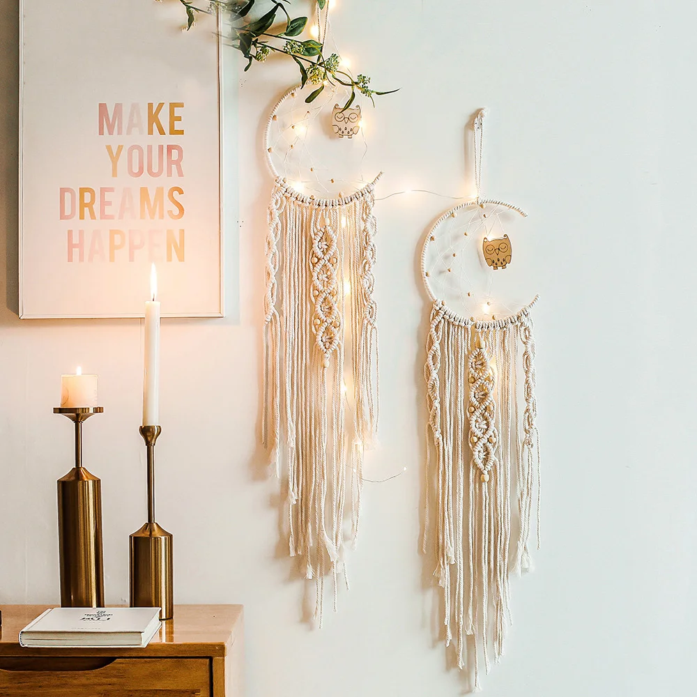 

Large Chic Bohemian Home Geometric Art Decor Room Decoration Owl Macrame Wall Hanging