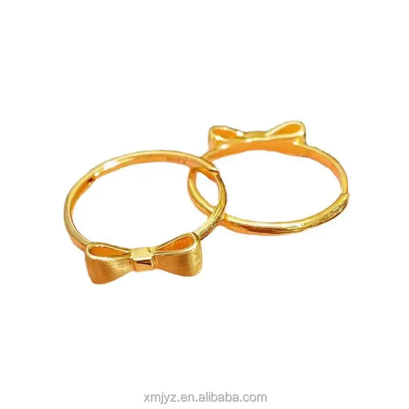 

Certified New 999 Pure Gold Bow Ring 5G Simple Princess Ring Gold Ring Female Butterfly Brushed Ins Women's