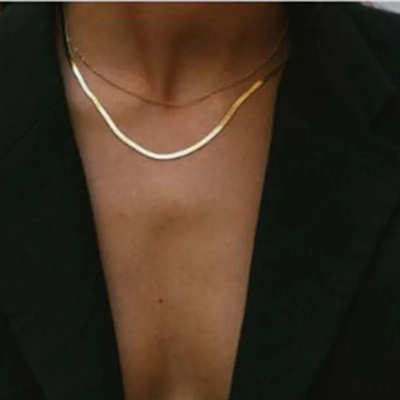 

Joolim Jewelry 18K PVD Gold Plated Herringbone Double Layer Necklaces Layered Necklace New Trendy Jewelry