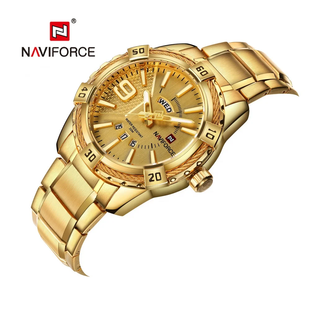 

NAVIFORCE NF9117 Men Quartz Wristwatch Better Quality Stainless Steel Watch Clock Luxury Week relojes hombre, 5 colors