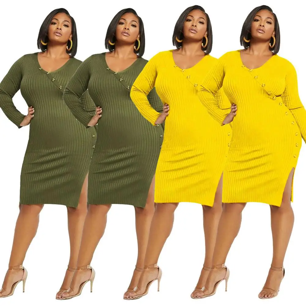 

91107-MX72 casual long sleeve plus size dress ladies sehe fashion