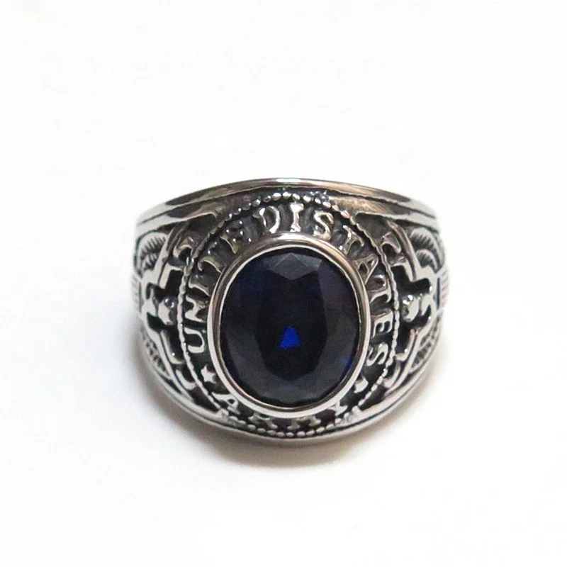 

Wholesale fashion men's rings black stone blue sapphire ring men's and women's gemstone hand made rings, Picture shows