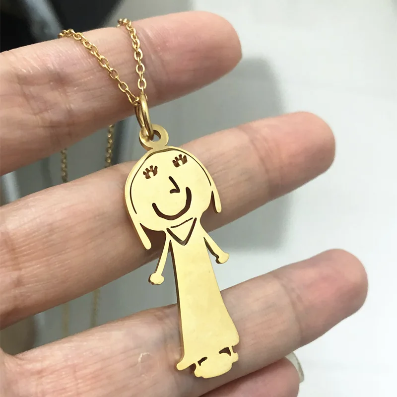 

Custom Accessory Gold Plated Cartoon Name Nameplatete Pendent Necklace Personalized Photo Letter Necklace For Gift