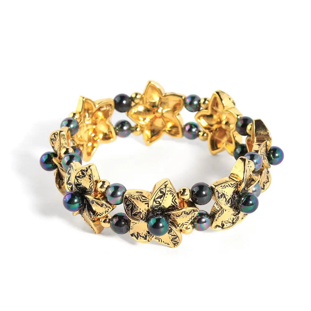 

Pacific Islands tribal flower Adjustable elasticity gold plated accessories bracelet women