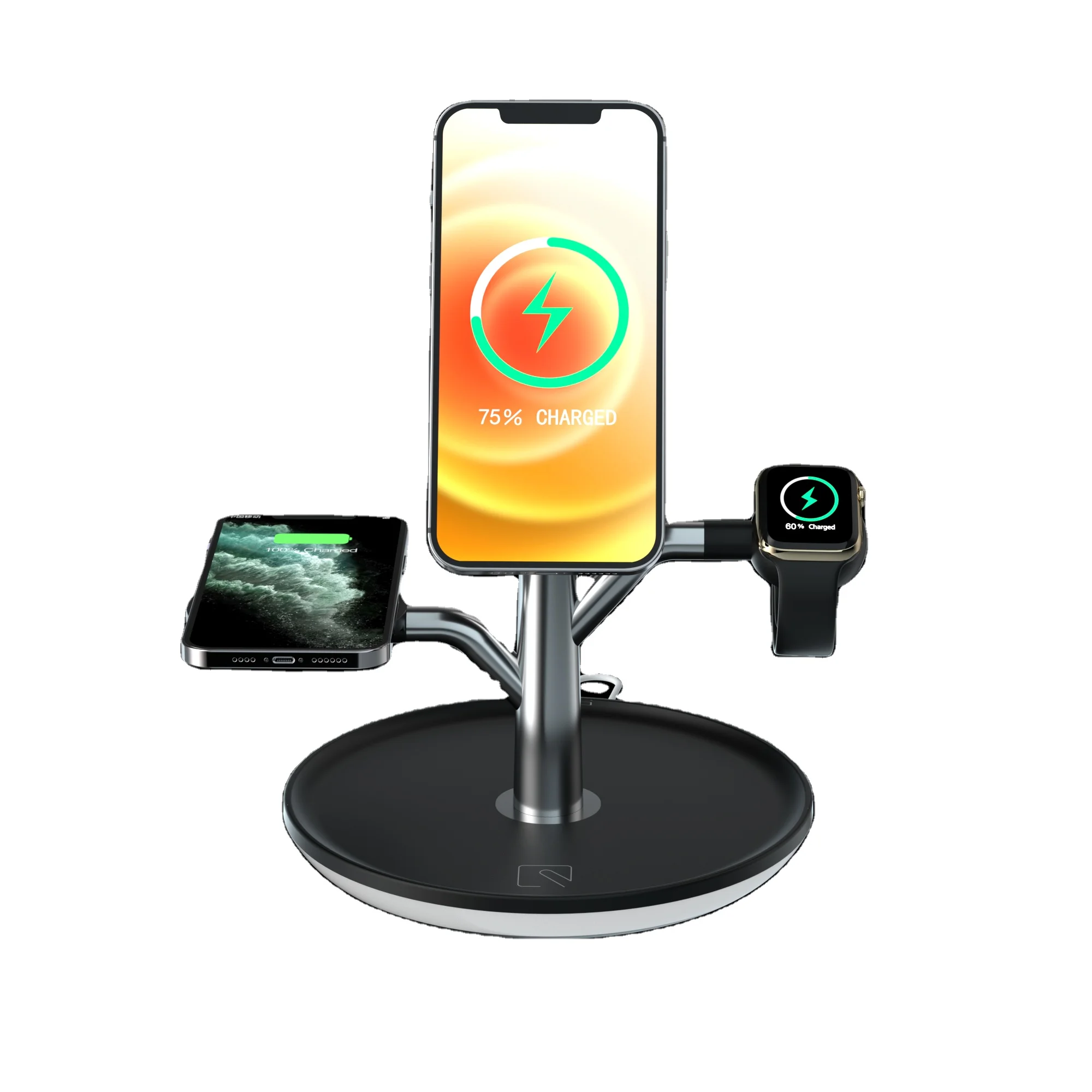 

2021 New magnetic wireless charging stand for smart phone watch earphone