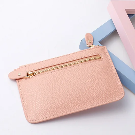 

daily custom genuine mini zip wallet pouch leather coin purse