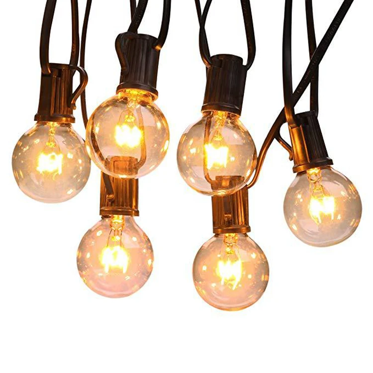 US/EU/UK plug G40 25pcs glass Led bulb outdoor wall lamp garden party string lights