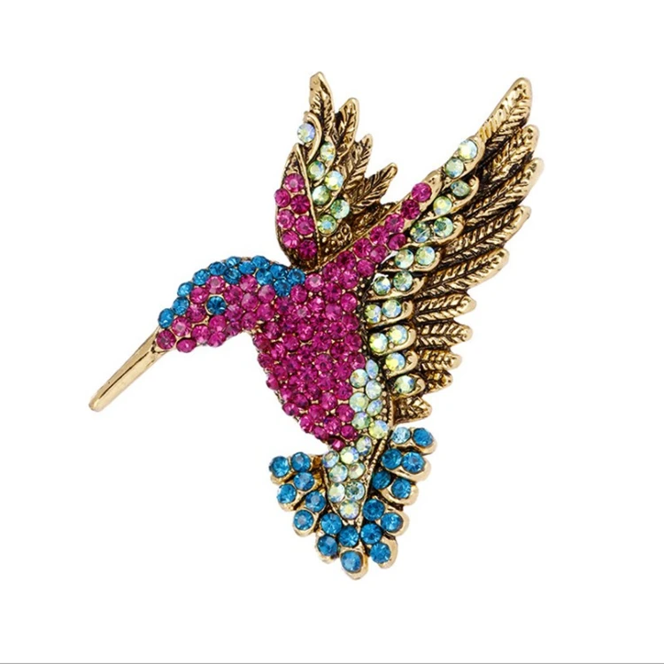 

2021 Yiwu Fashion jewelry clothing brooch cute animal hummingbird brooch fashion woodpecker pin scarf buckled brooch, As picture show