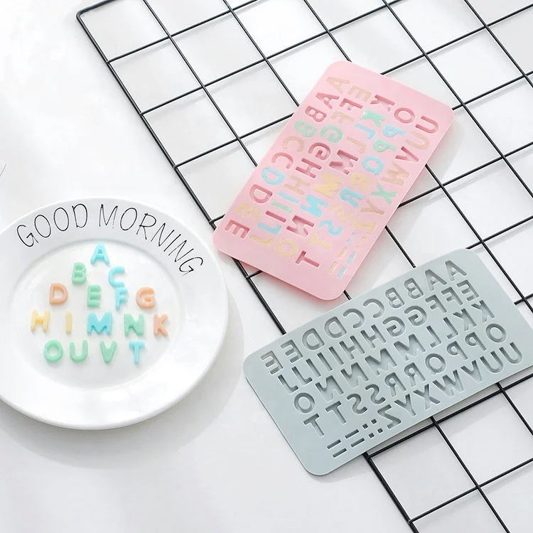 

DIY chocolate mold clay baking tools Alphabet Silicone Cake Baking Mold Handmade Soap Moulds Chocolate DIY Letter Mold, Pink,blue