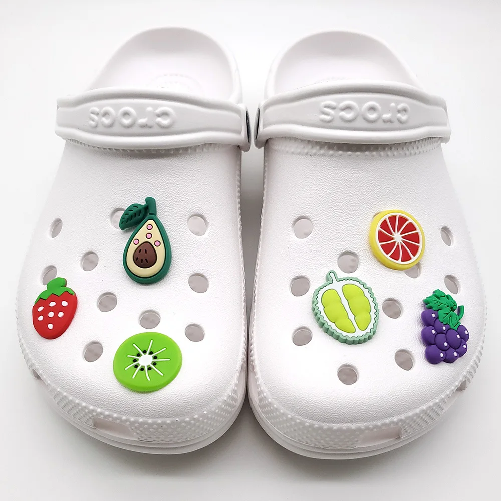 

2022 wholesale hot selling customized fruit cartoon shoe accessories soft PVC creative food croc Charm