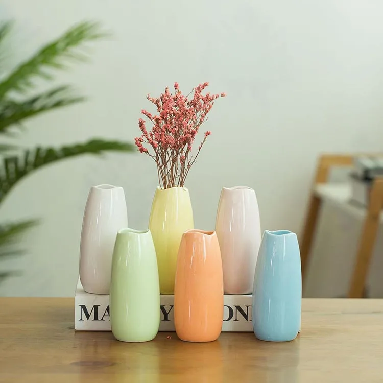 

White Ceramic Flower Vase, Vintage Table Vase for Living Room Indoor Home Decor, Wedding Arrangements/Centerpieces, Colorful