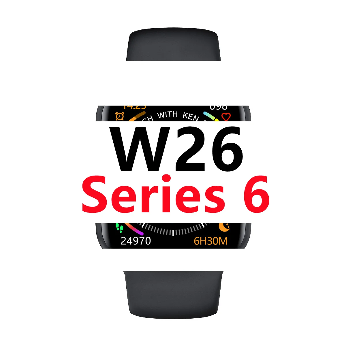 

High Quality W26 Smart Watches Series 6 Ecg Body Temperature Bt Calling Reloj Inteligente Smartwatch, Black/white/pink/blue/red